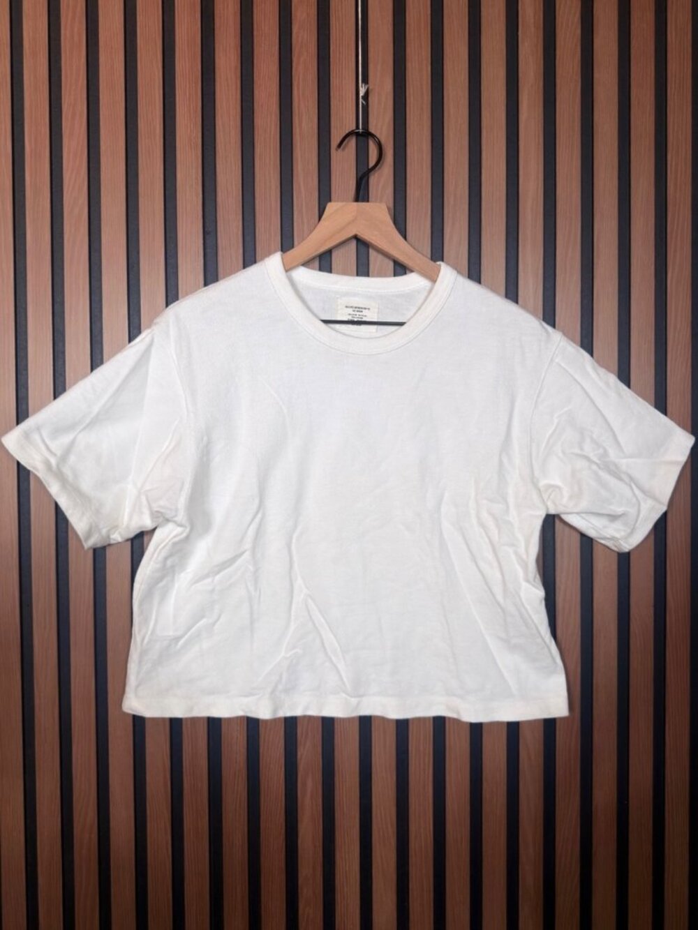 Buck Mason Sweatshirt Medium White Terry Boyfriend Cropped Tee Field Spec